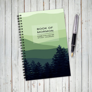 Book of Mormon, Come Follow Me Study Guide 2024 Scripture Study Journal, Fresh Pine Trees Cover, LDS Study Guide, Gift, Printed Notebook