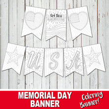 AMERICA BANNER - Color In MEMORIAL DAY BANNER - DIY Patriotic Weekend! - Instant Download