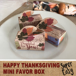 HAPPY THANKSGIVING MINI FAVOR BOX - Burlap Design – Digital file -Instant Download-