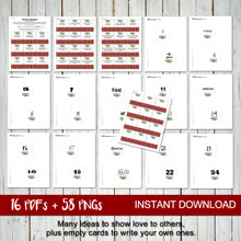 CHRISTMAS ADVENT CALENDAR - Cards & Envelopes - Inspirational Acts of Love - Instant Download