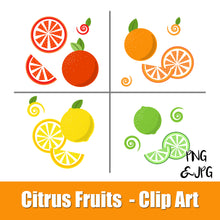 CITRUS FRUITS - CLIP ART- VITAMIN C, orange, grapefruit, lemon, lime - PNG and JPG files -Instant Download-