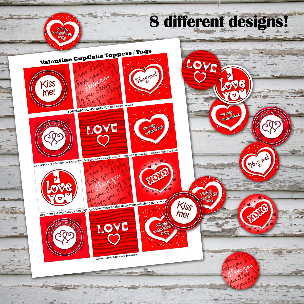 VALENTINE'S DAY Cupcake Toppers - PDF file - Instant Download ...