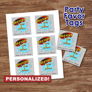 WATER GUN WARS - "PERSONALIZED" Favor Tags - Birthday party, Digital