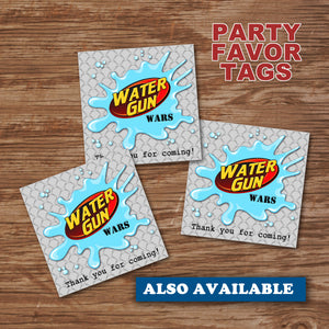 WATER GUN WARS - Thank you Card - Water Gun Wars party – Digital file