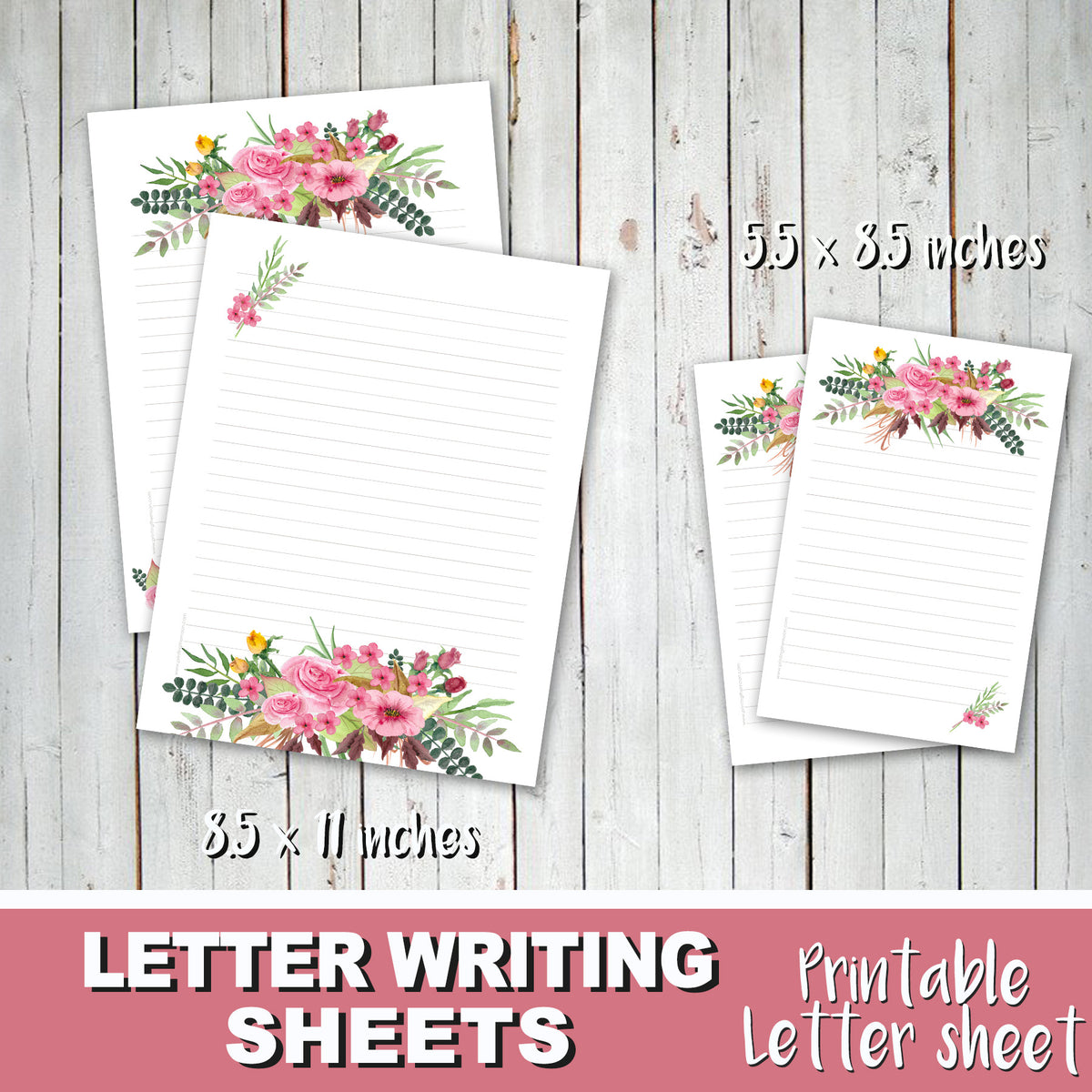 Printable Floral Letter Paper, Letter Writing Paper, Letter