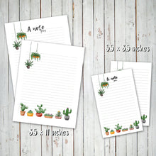 PRINTABLE LETTER WRITING SHEETS - Cactus & Succulents - Personal letter writing -Instant Download