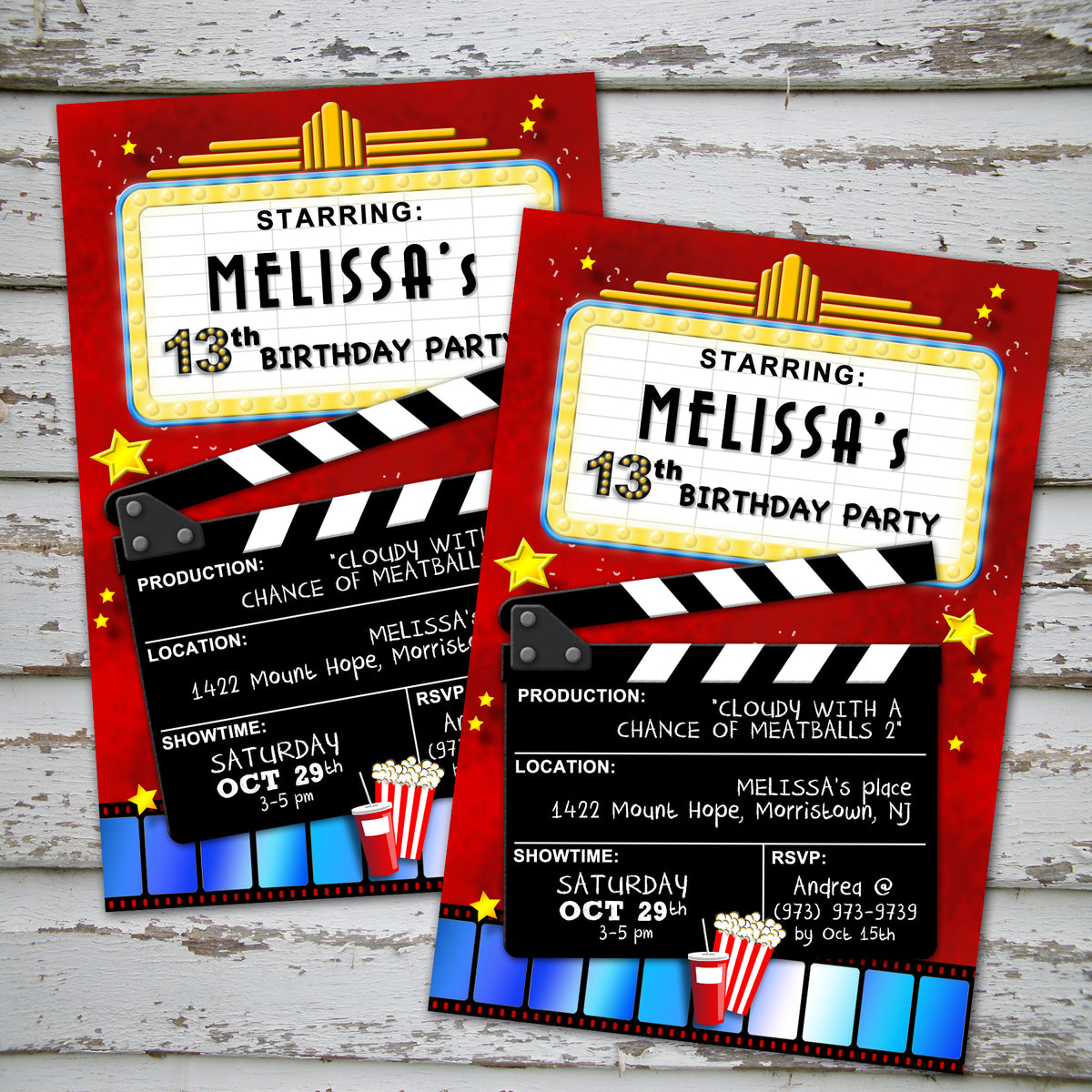 MOVIE THEATER - Birthday Invitation - Movies Cinema party – Digital fi ...