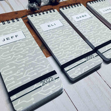 MALE PERSONALIZED NOTEPAD - Blank Notepad for purse or pocket - Handmade -Gray "electronic pattern"- Personalized! - Set of 4
