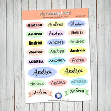 PERSONALIZED NAME STICKER SHEET - Scrapbook and Planner Sticker Set - Stickers