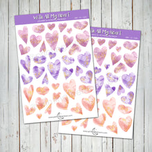 VALENTINE'S WATERCOLOR HEARTS STICKER SHEET - Scrapbook and Planner Sticker Set - Stickers