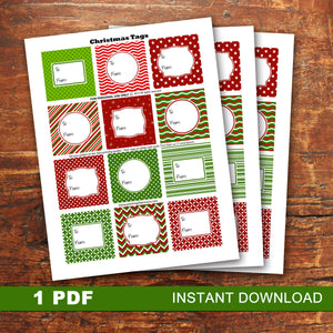 ROUND CHRISTMAS GIFT TAGS - PDF - Digital file -Instant Download-