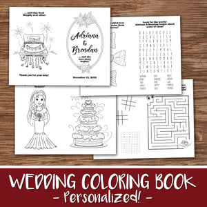WEDDING COLORING & ACTIVITY BOOK - A PERSONALIZED LOVE STORY! - Digital File -