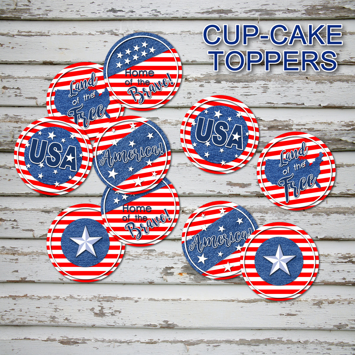 MEMORIAL DAY Cupcake Toppers -AMERICA the BEAUTIFUL- Collection #2 - P ...