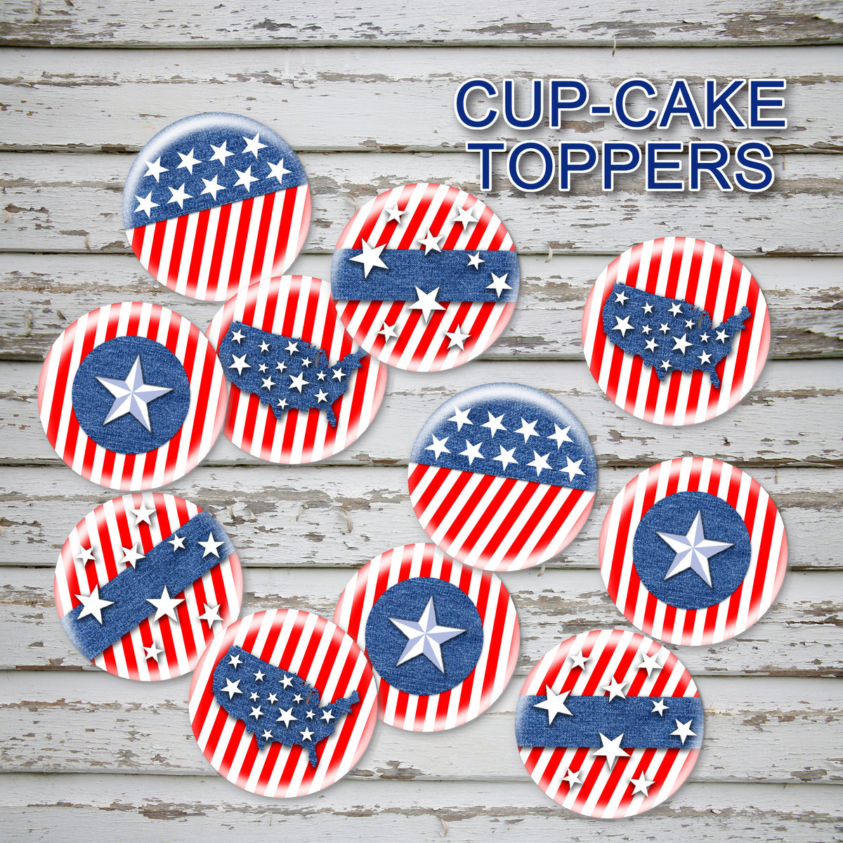 MEMORIAL DAY Cupcake Toppers -AMERICA the BEAUTIFUL- Collection #1 - P ...