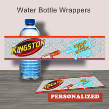WATER GUN WARS-"PERSONALIZED" Water Bottle Wrappers – Digital file -Instant Download-