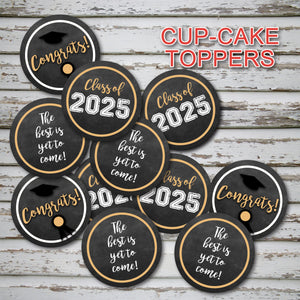 2025 GRADUATION  CUPCAKES TOPPERS - Party item - Digital file - Instant Download - Print it yourself