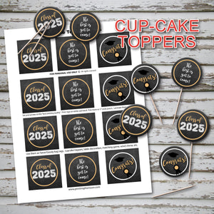 2025 GRADUATION  CUPCAKES TOPPERS - Party item - Digital file - Instant Download - Print it yourself