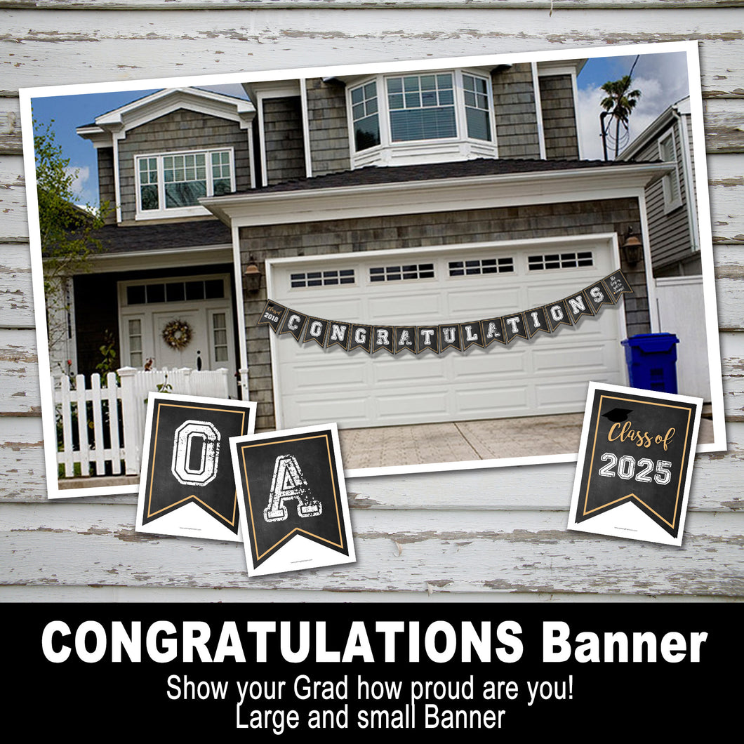 2025 GRADUATION CONGRATULATIONS BANNER – Digital file, Chalk - Instant Download-Printable