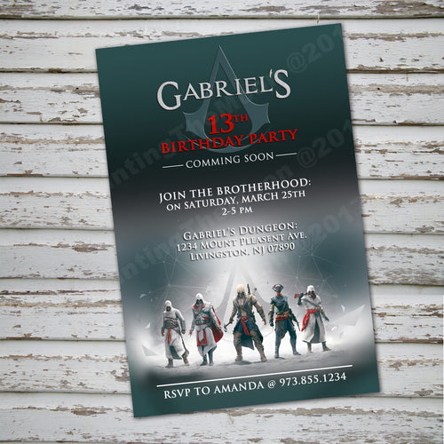 ASSASSIN'S CREED Invitation – Digital file, Assassin's Creed party