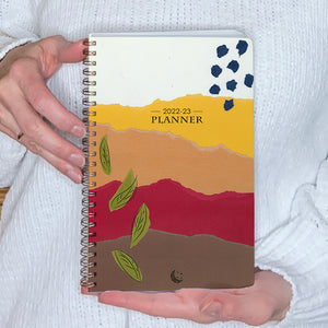 2022-23 PLANNER AGENDA EARTH Artwork #3, A5 Planner, 12 Month Weekly Layout Planner, Choose your starting month, Stickers & Bookmark