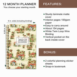 2022-23 PLANNER AGENDA FANTASY WORLD Artwork, A5 Planner, 12 Month Weekly Layout Planner, Choose your starting month, Stickers & Bookmark