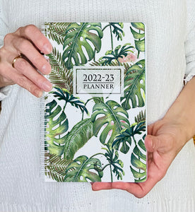 2022-23 PLANNER AGENDA MONSTERA PALM Artwork Artwork, A5 Planner, 12 Month Weekly Layout Planner, Choose your starting month, Stickers & Bookmark