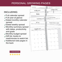 2022-23 PLANNER AGENDA FLOWER RAIN Artwork, A5 Planner, 12 Month Weekly Layout Planner, Choose your starting month, Stickers & Bookmark