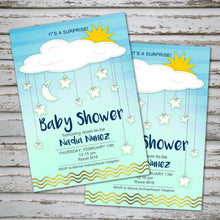 BABY SHOWER CLOUDS, STARS & MOON INVITATION- Surprise Party! - Baby Shower party – Digital file