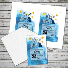 BABY SHOWER ELEPHANT WATERCOLOR INVITATION- It's A Boy! - Baby Shower party – Digital file