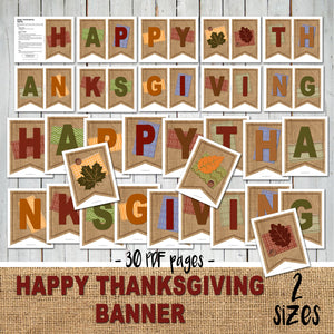 HAPPY THANKSGIVING BANNER – Digital file -Instant Download- – Printing ...