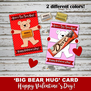VALENTINE'S DAY BIG HUG Card - PDF and PNG files - Instant Download