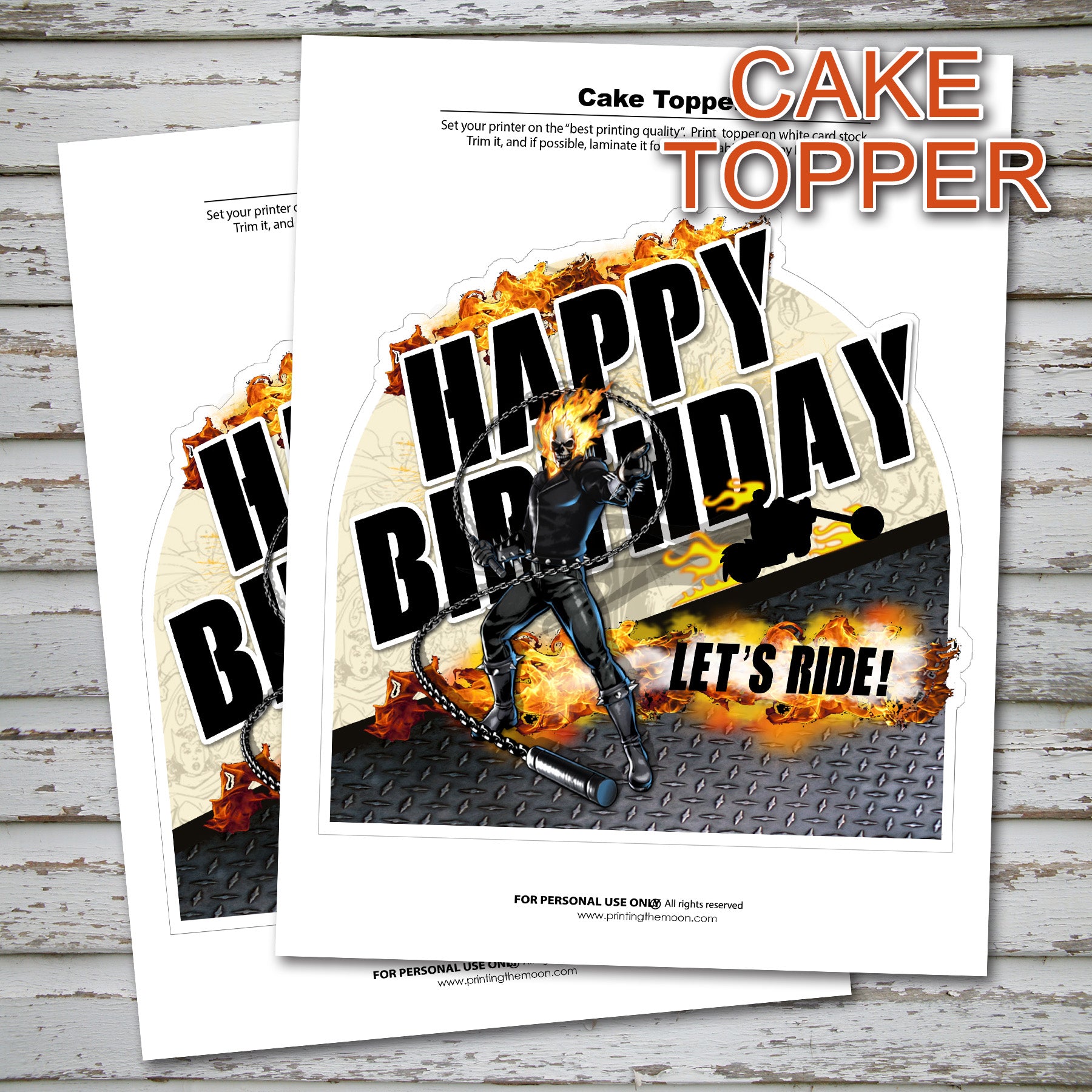 GHOST RIDER- Cake Topper – Digital file -Instant Download- – Printing ...