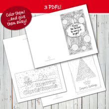 MERRY CHRISTMAS & HOLIDAY GREETING Coloring Cards! - PDF - Digital file -Instant Download-