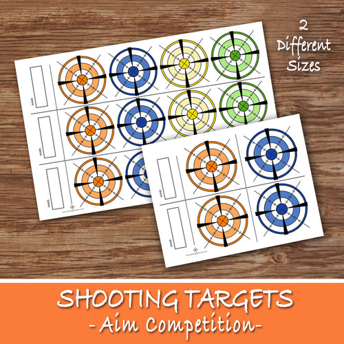 SHOOTING TARGET COMPETITION- Multiple Bullseye Game – Dart Shooting Target, Digital file -Instant Download-