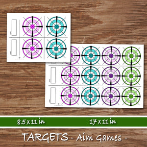 SHOOTING TARGET COMPETITION- Multiple Bullseye Game – Dart Shooting Target, Digital file -Instant Download-