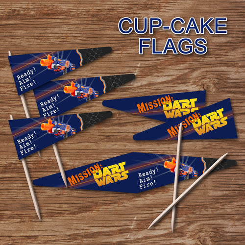 DART GUN WARS - Cupcake Flag Toppers – Collection #2 - Digital file -Instant Download-