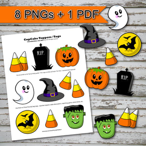 HALLOWEEN - CUPCAKE TOPPERS – PDF and PNGs for your Cutting Machine -Digital file -Instant Download-