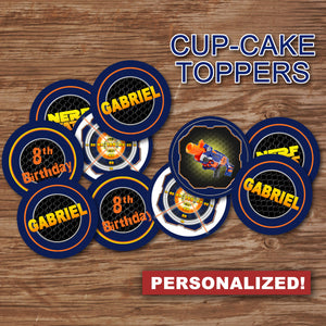 DART GUN WARS - "PERSONALIZED" Cupcake Toppers -Collection #2– Digital file