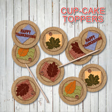 HAPPY THANKSGIVING CUPCAKE TOPPERS – Digital file -Instant Download-