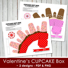 VALENTINE'S DAY CUPCAKE CANDY BOX - PDF and PNG files - Instant Download