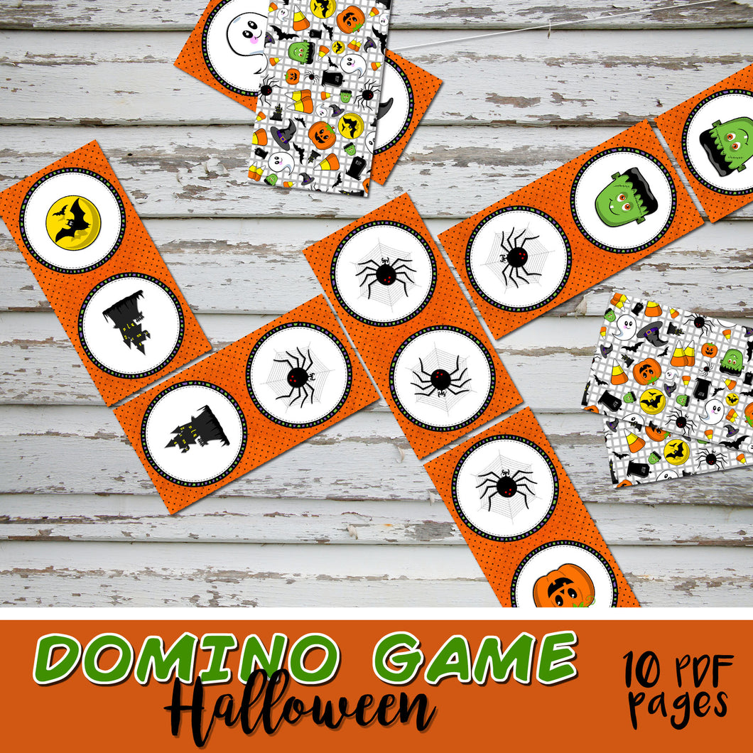 HALLOWEEN - DOMINO GAME – 10 PDFs -  Digital file -Instant Download-