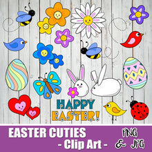 HAPPY EASTER -EASTER CUTIES ClipArt - PNG and JPEG files - Instant Download -