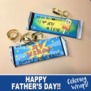 FATHER'S DAY CHOCOLATE WRAPPER - Color-In Cards - Happy Father's Day - PDF file - Instant Download