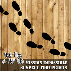 MISSION IMPOSSIBLE - FOOTPRINTS - Theme Party - PDF and PNG files - Digital file -Instant Download-