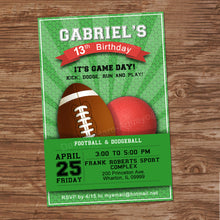 FOOTBALL AND DODGEBALL - Birthday Invitation - Football party – Digital file