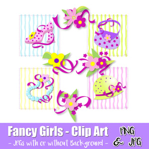 FANCY GIRL SET - CLIP ART- Girls Accessories - PNG and JPG files -Instant Download-