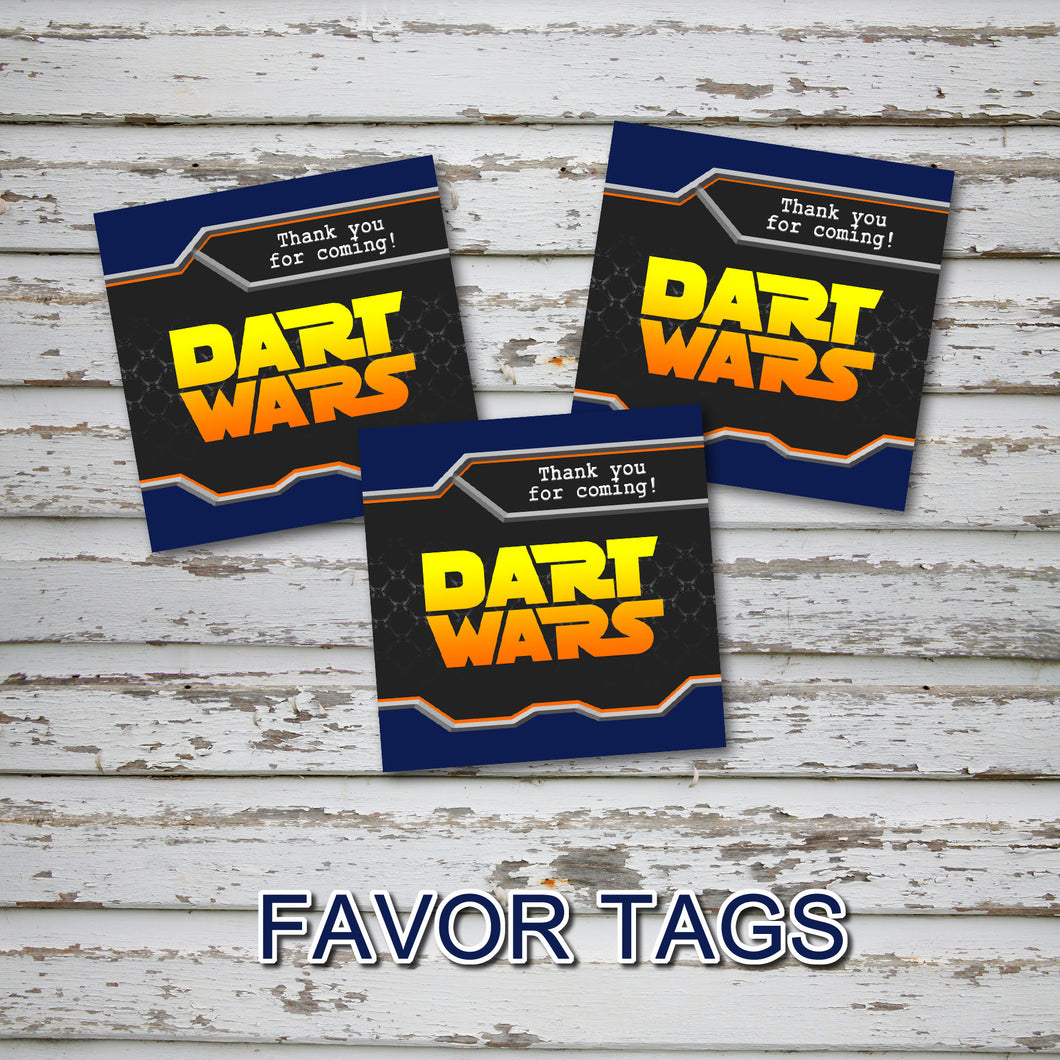 DART GUN WARS - Favor Tags - Collection #2 - Birthday party, Digital -Instant Download-