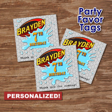WATER GUN WARS - "PERSONALIZED" Favor Tags - Birthday party, Digital