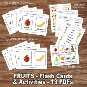FRUITS WORKSHEET ACTIVITIES– Flashcards, Activities, Visual Aids, Digital file - Instant Download-