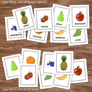 FRUITS IN SPANISH - WORKSHEET ACTIVITIES– Flashcards, Activities, Visual Aids, Digital file - Instant Download-